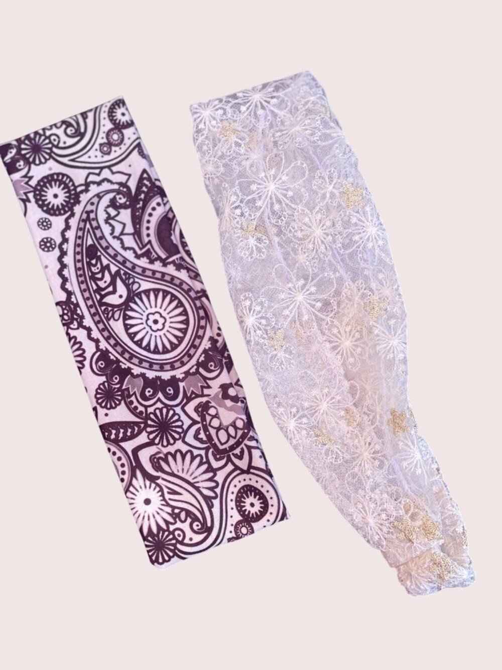 Women Fabric Headband Elastic Back Wear Wide Thin Hair Black White Paisley New